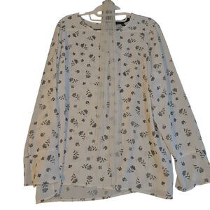 Jasmine & Juliana Womens Blouse Cream Size Large 100% Polyester Long Sleeve